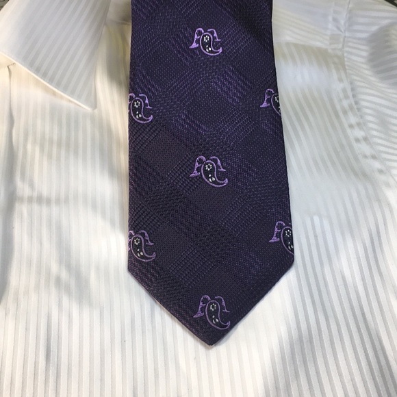 Zanetti- Dark purple weave pattern with small paisley 100% silk Italian made tie - Picture 2 of 11